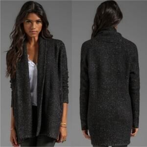 Vince Marled Wool Blend Chunky Knit Cardigan S Black